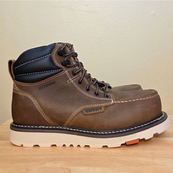 Brunt The Marin Welted Waterproof Comp Toe 6" Work Boots Dark Tan Men's Size 9.5 - Picture 1 of 8